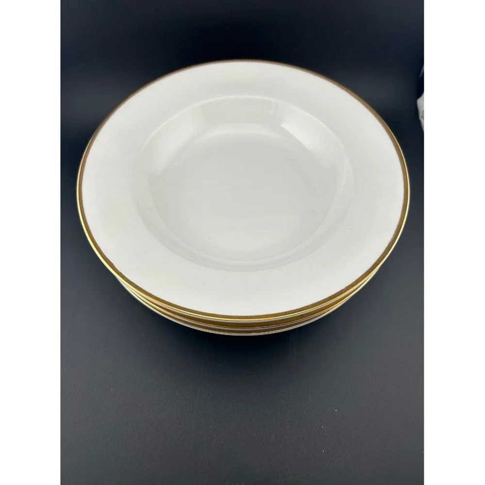 Wallace‎ Silversmiths Gold Plume China Rim Soup Bowls Set of 4